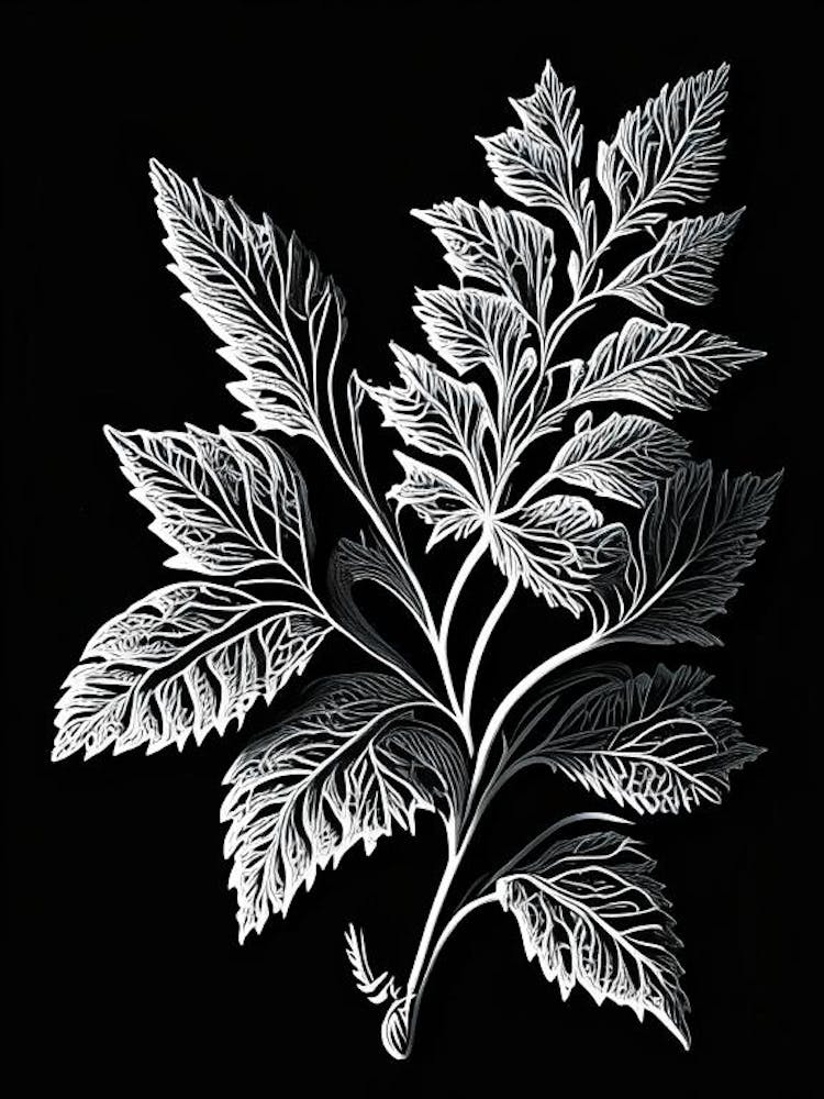 Calamint Leaf Linocut 1