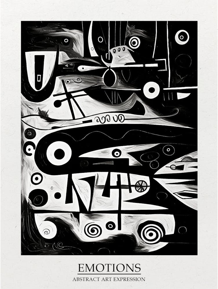 Emotions Abstract Black And White 6 Poster