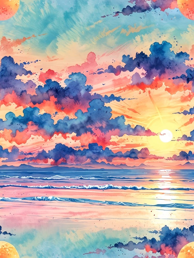 Aquarell Sonnenuntergang Hintergrund