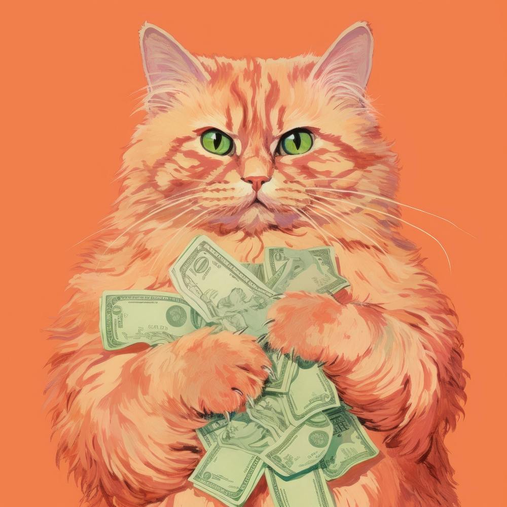Orange Cat Holding Money