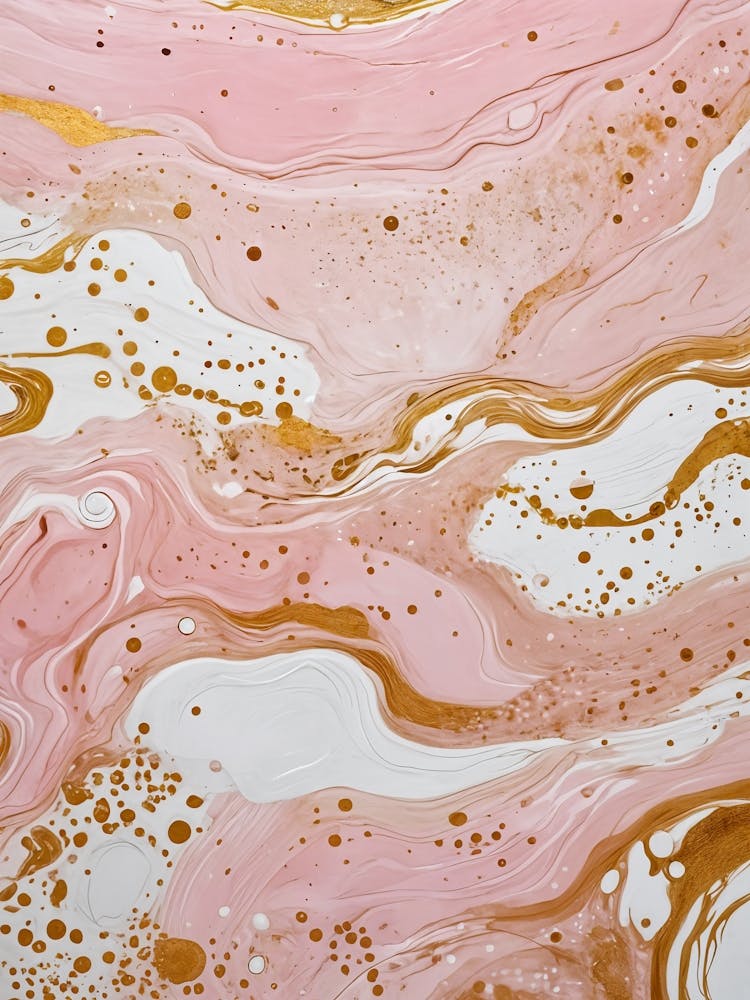 Gold And Pink Marble Liquid Marble no4