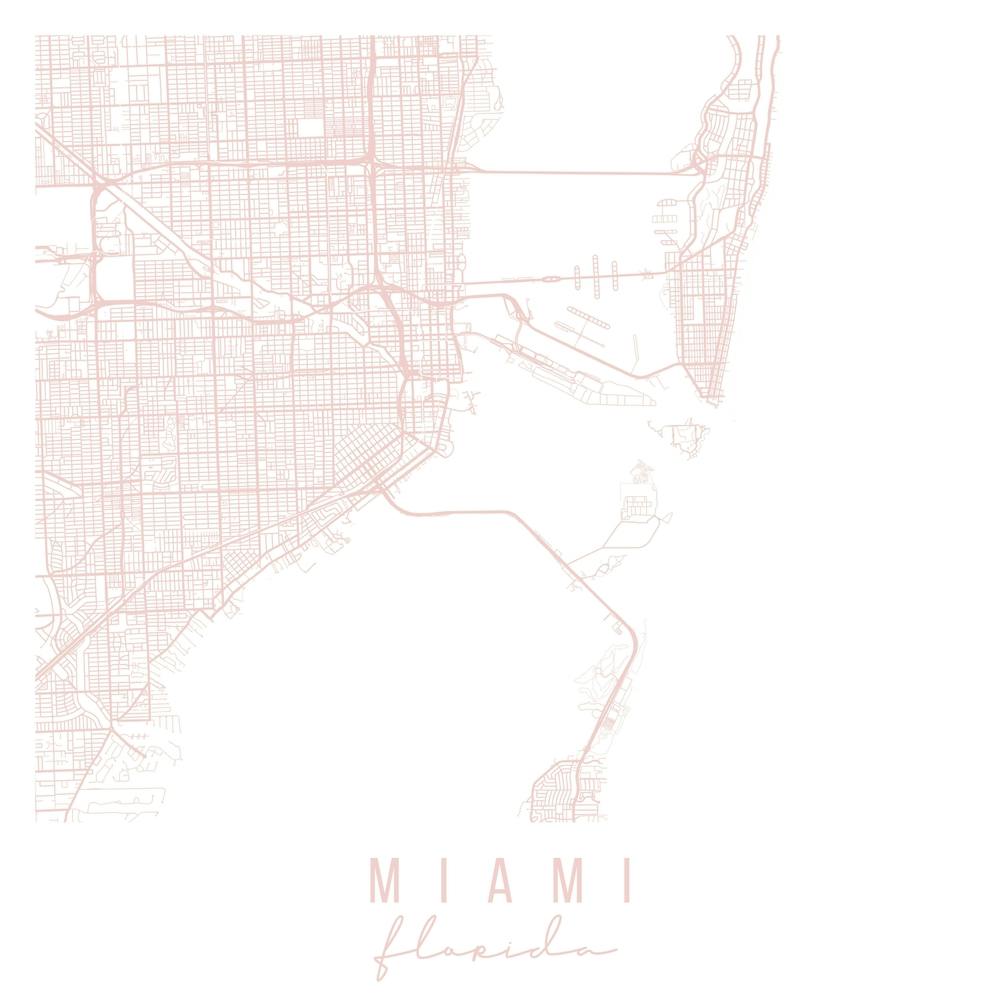 Miami Florida Light Pink Minimal Street Map Square