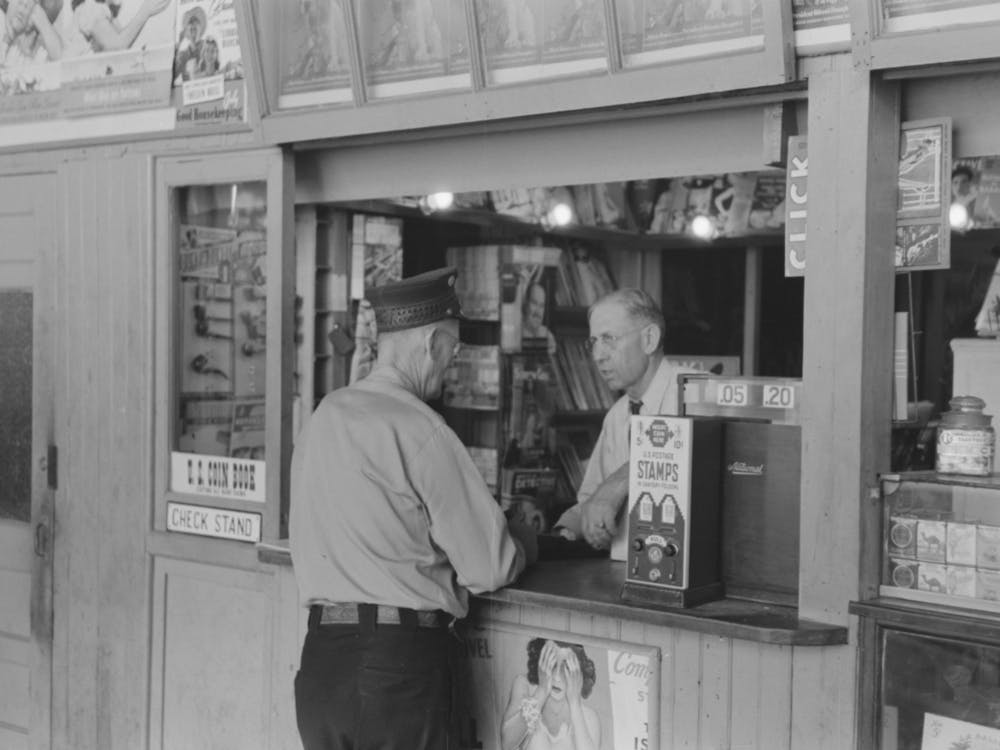 Tobacco Dealer Waiting On Motorman At Streetcar Terminal, Oklahoma City, Oklahoma By Russell Lee
