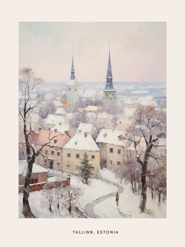 Dreamy Winter Painting Poster Tallinn Estonia 3
