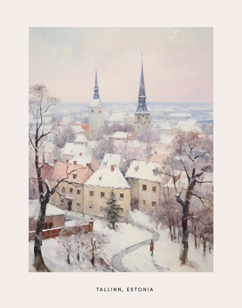Dreamy Winter Painting Poster Tallinn Estonia 3