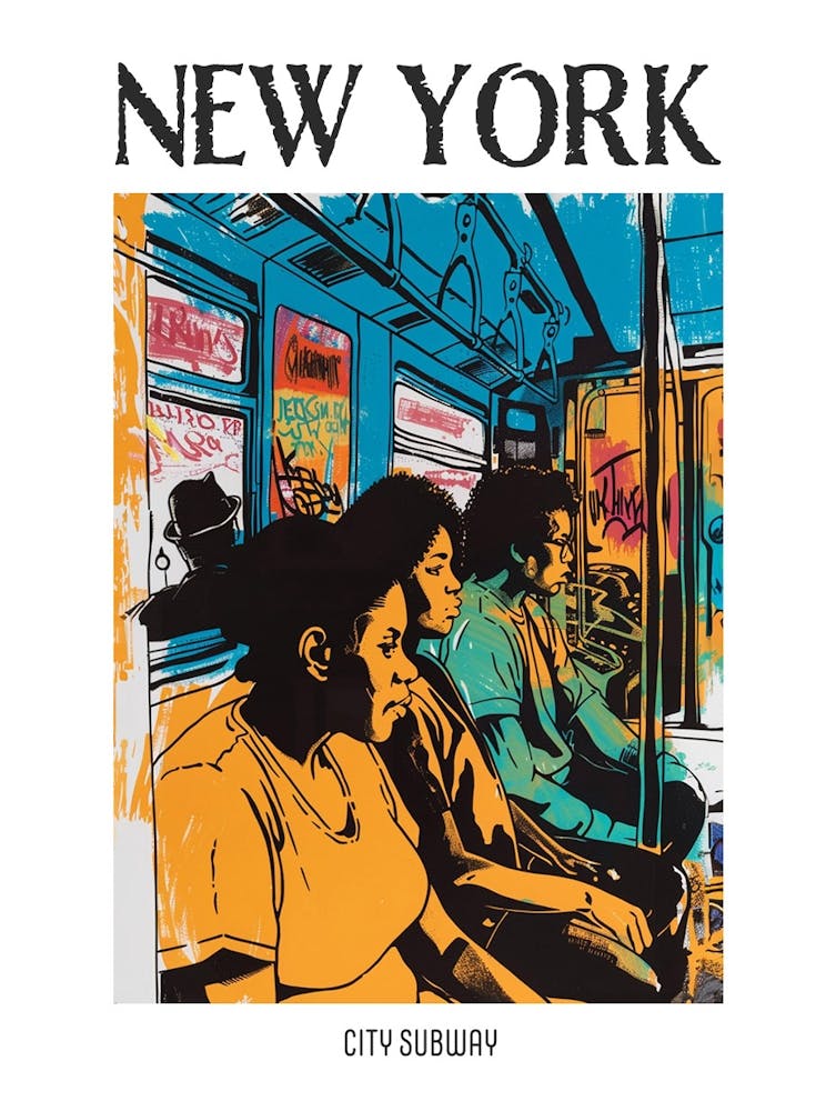 New York City Subway New York Colourful Silkscreen Illustration 1 Poster