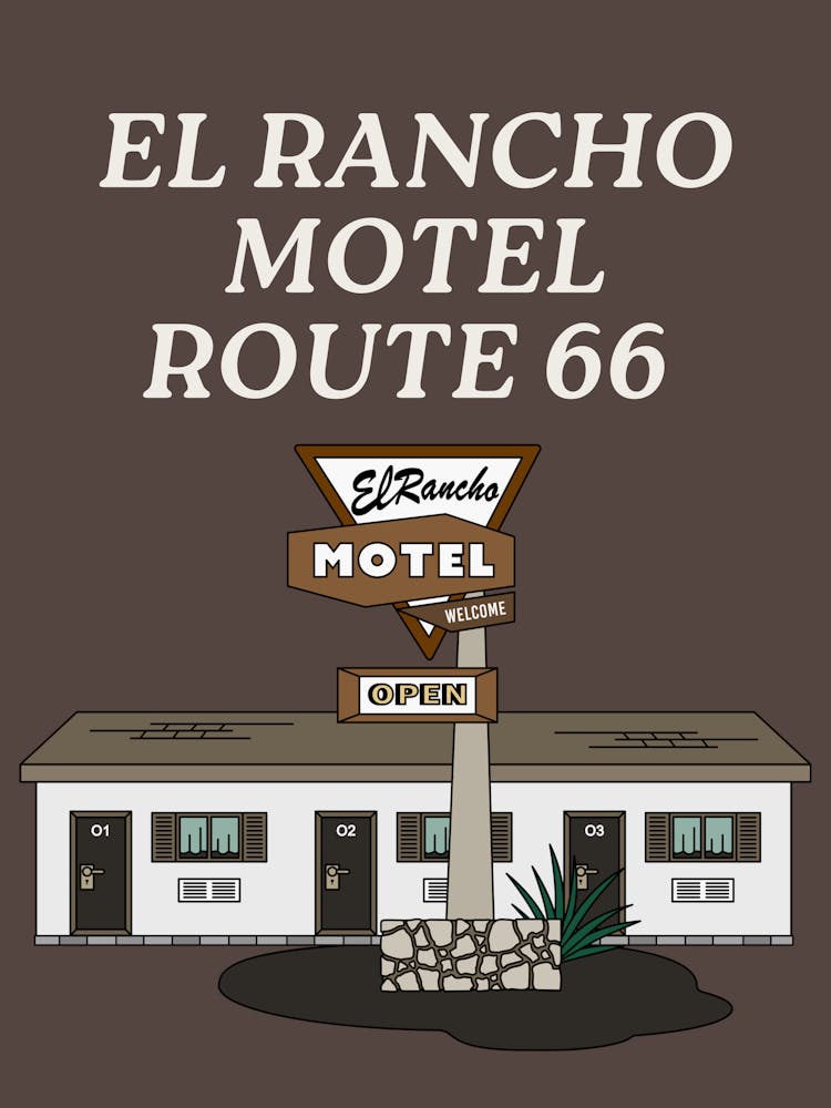El Rancho Motel Print | Route 66 Wall Art | Southwestern Wall Art | Travel Motel Desert Landscape Art |