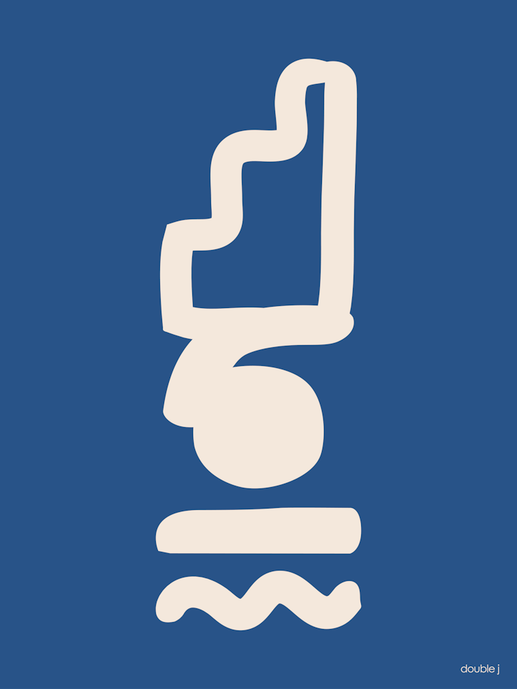 Totem Blue And Off White Boho Minimalist Abstract