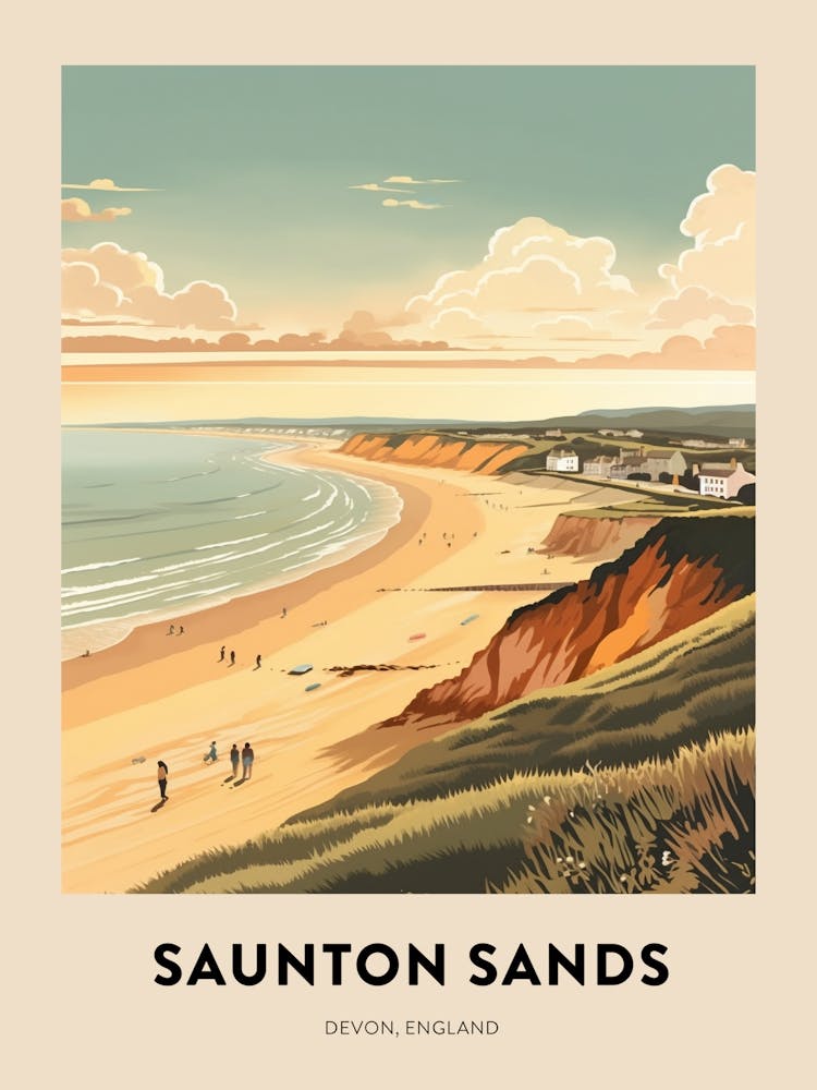 Devon Vintage Travel Poster Saunton Sands 2