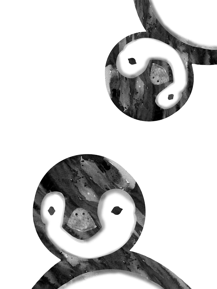 Pingouins aquarelle faisant coucou