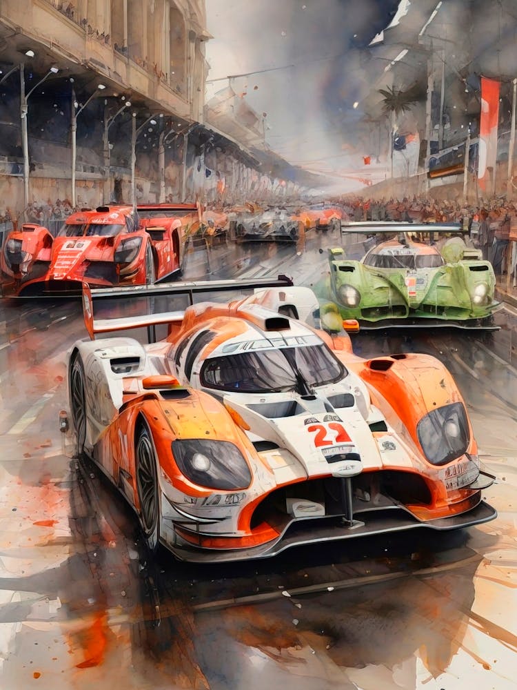 Race Cars At Le Mans