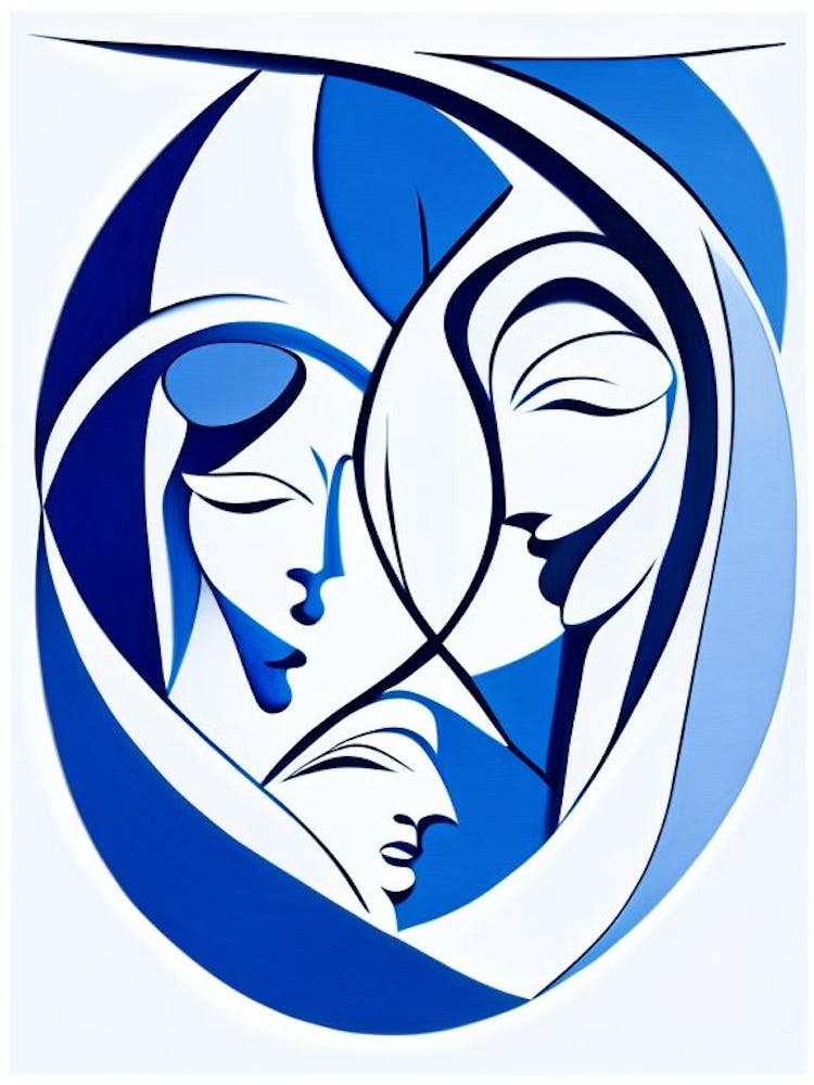 Unity In Diversity Symbol Blue And White Line Drawing