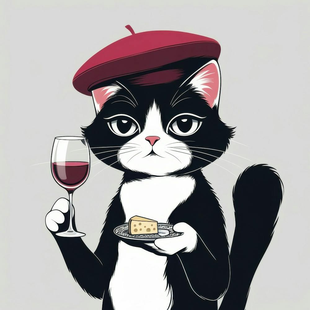 Cat With A Glass Of Wine