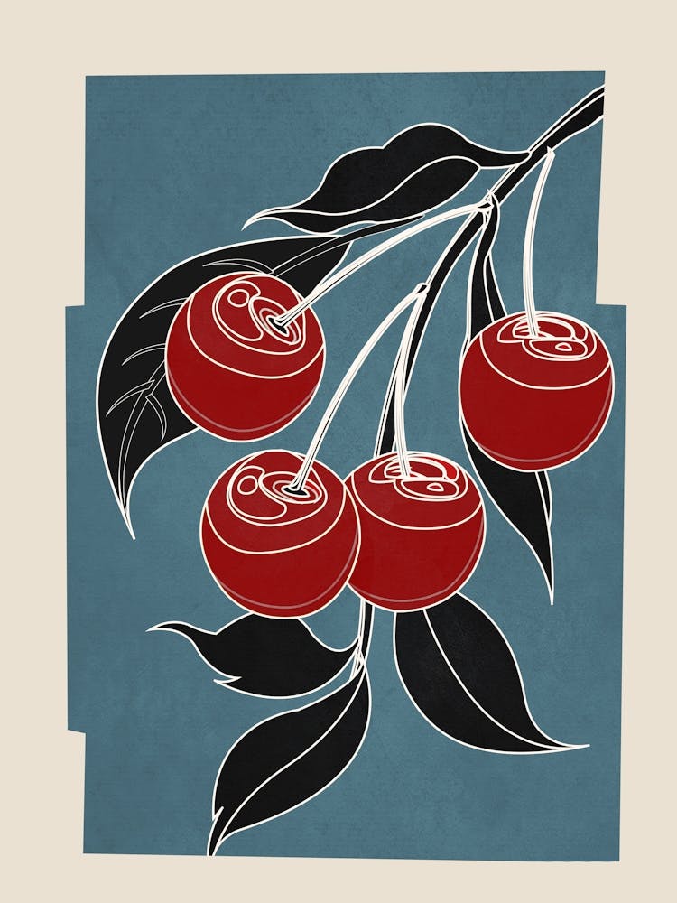 Minimalist Cherry Fruit Line Art 3