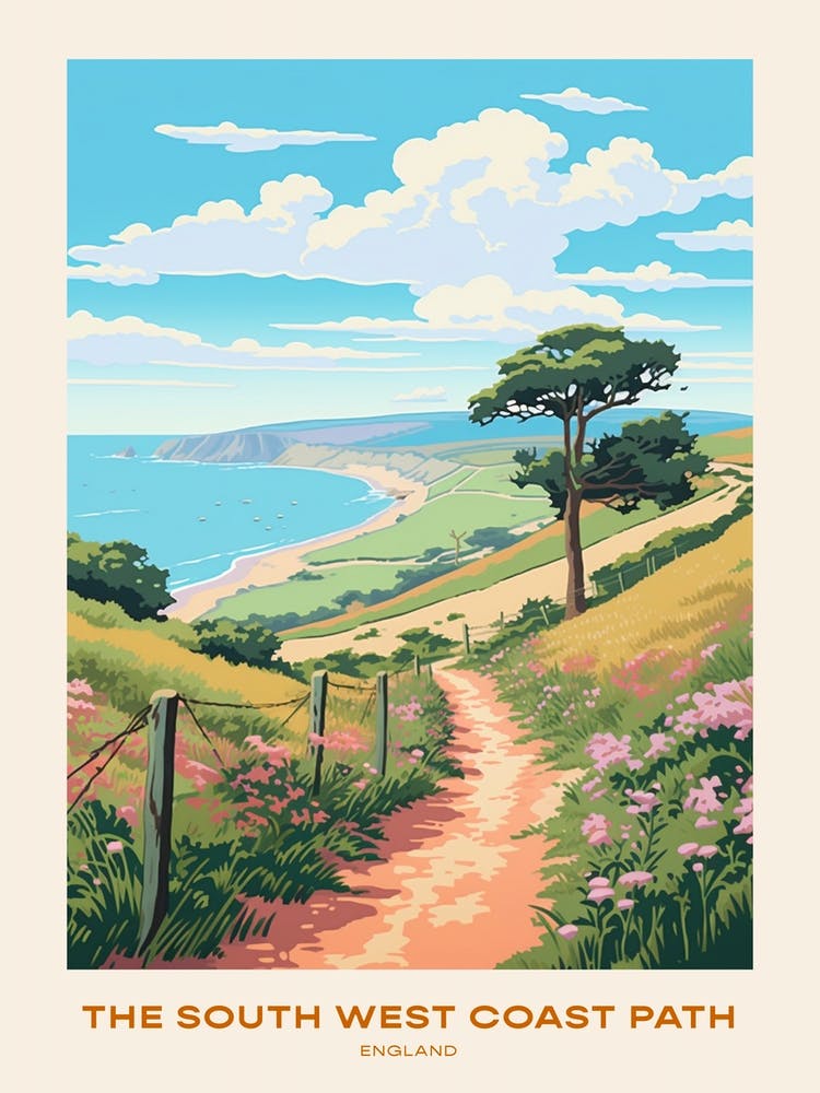 The South West Coast Path England 2 Hike Poster