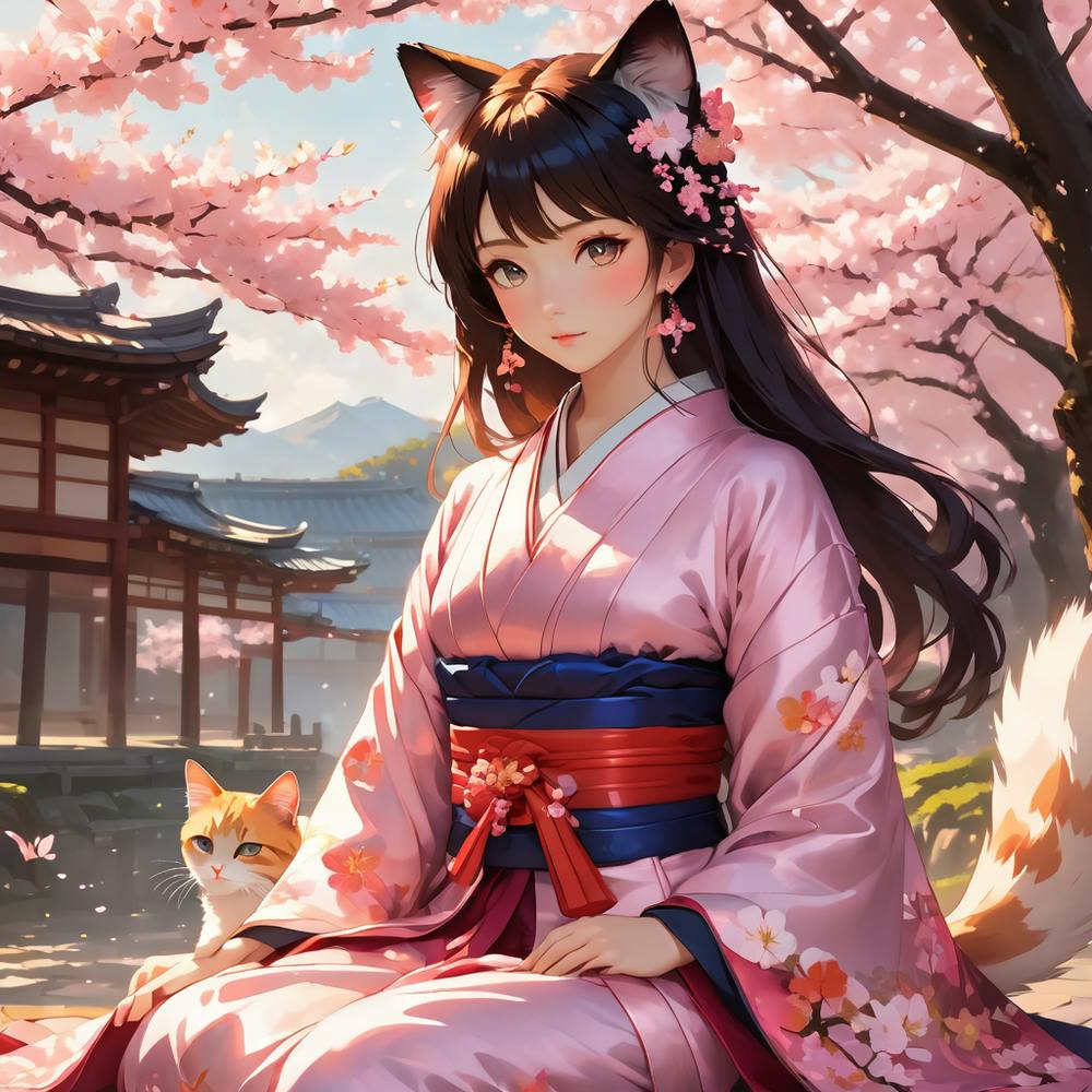 Fille Asiatique Avec Chat