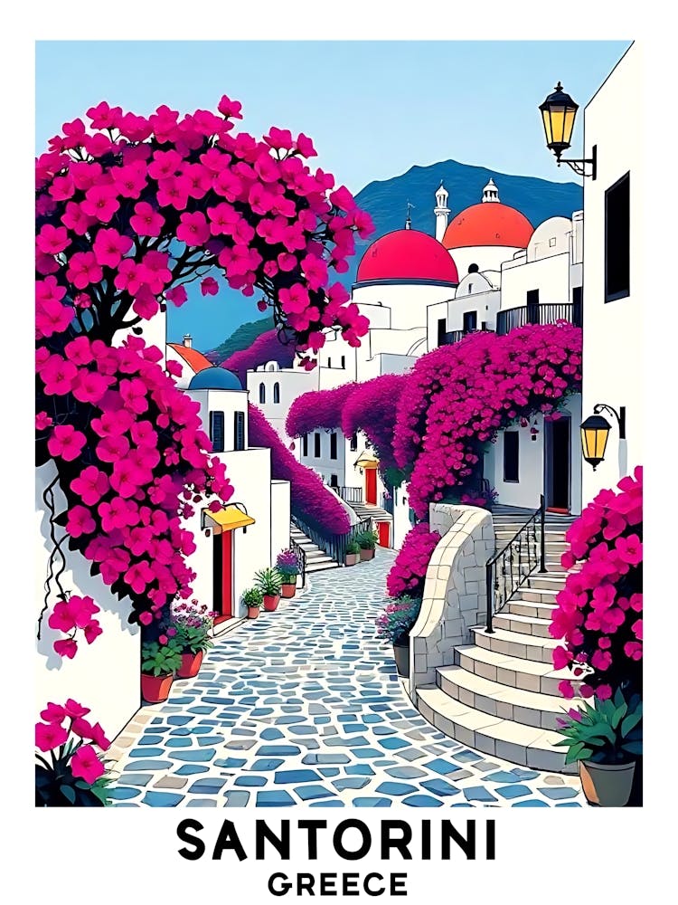 Santorini - Greece Vintage Travel Poster 22