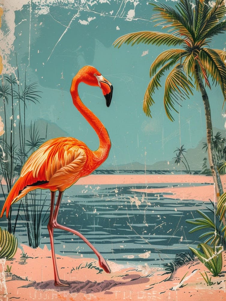 Greater Flamingo Pakistan Tropical Illustration 2