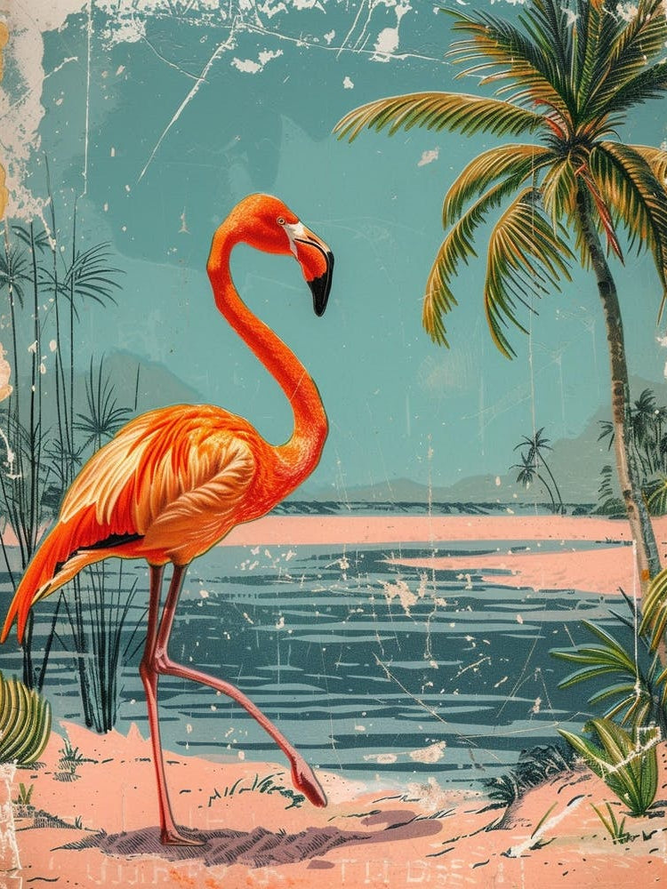 Greater Flamingo Pakistan Tropical Illustration 2