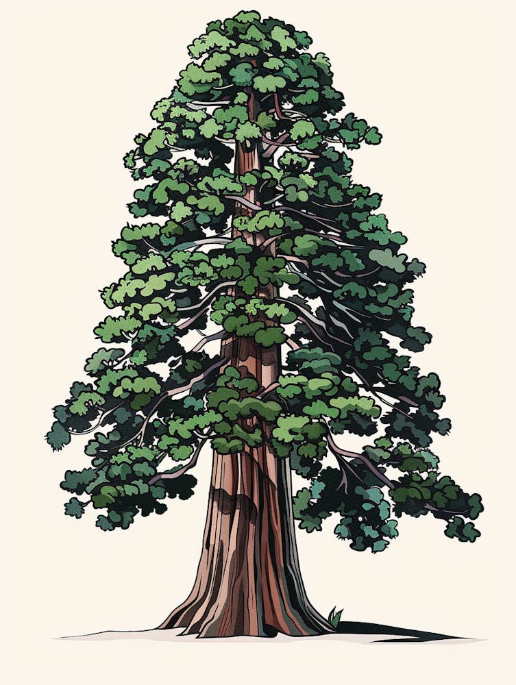Sequoia Tree Pixel Illustration 2