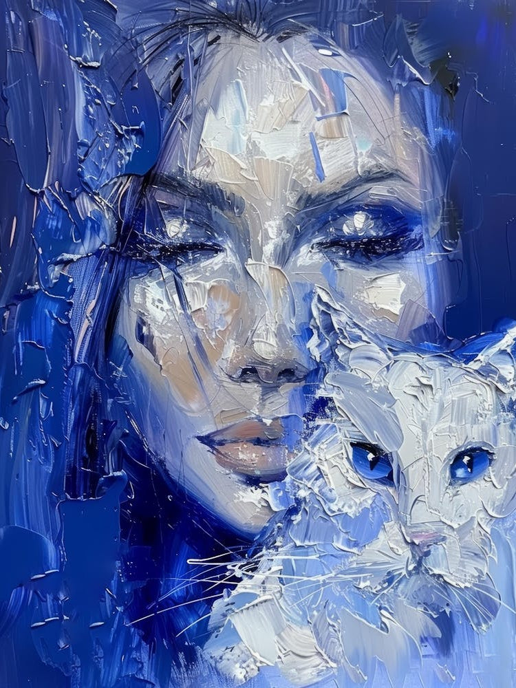 Blue Cat And Woman