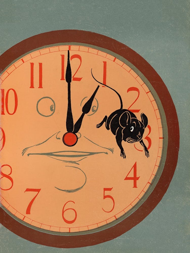 Hickory Dickory Dock Vintage Clock Poster