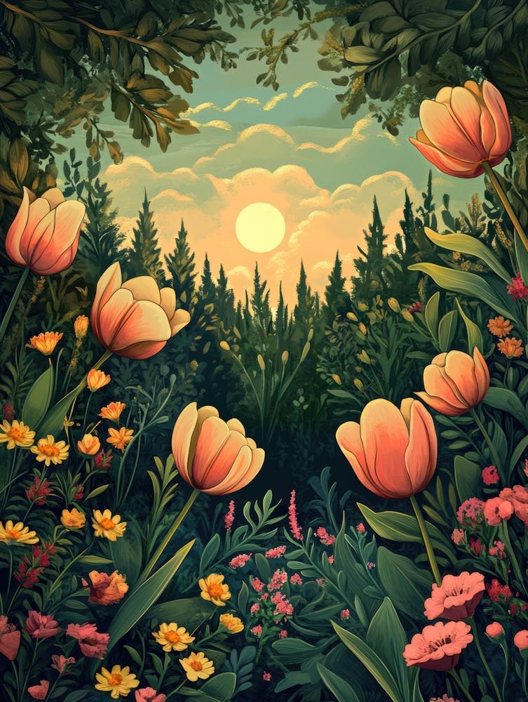 Tulips In The Garden