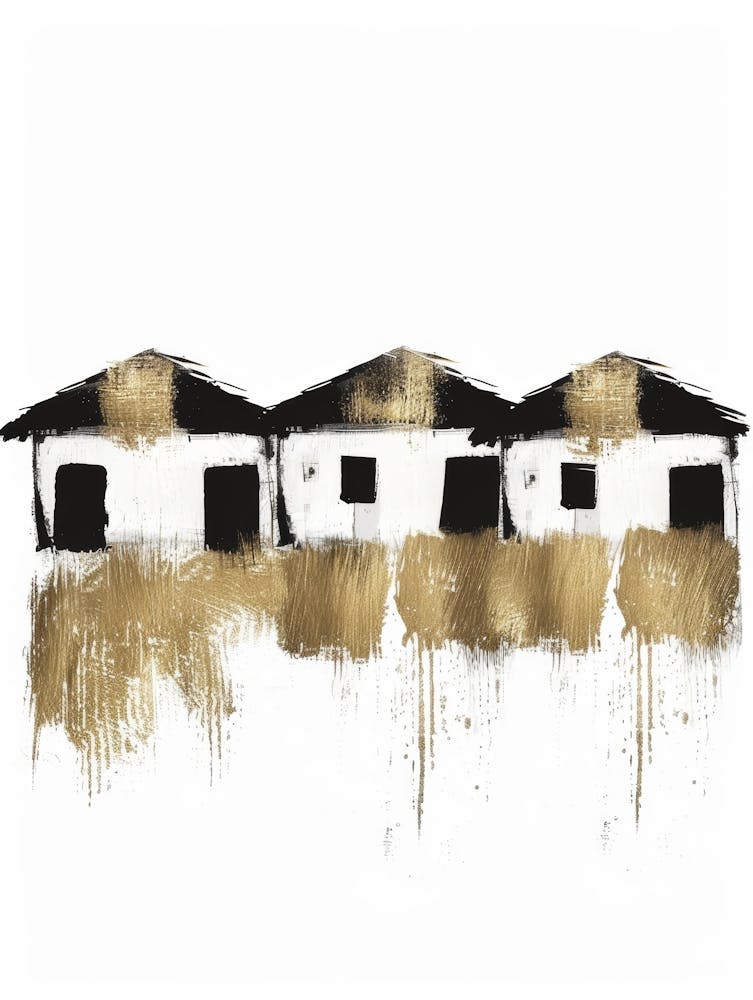 Trois Maisons - Impression sur Toile 1
