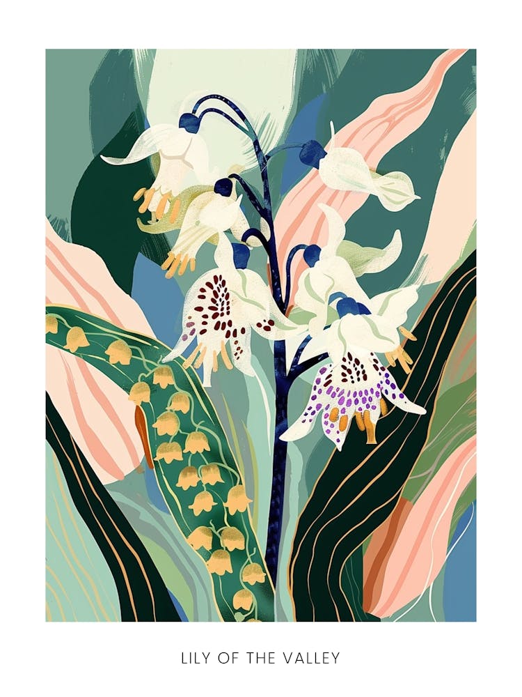 Colourful Flower Illustration Poster Lily Of The Valley 1
