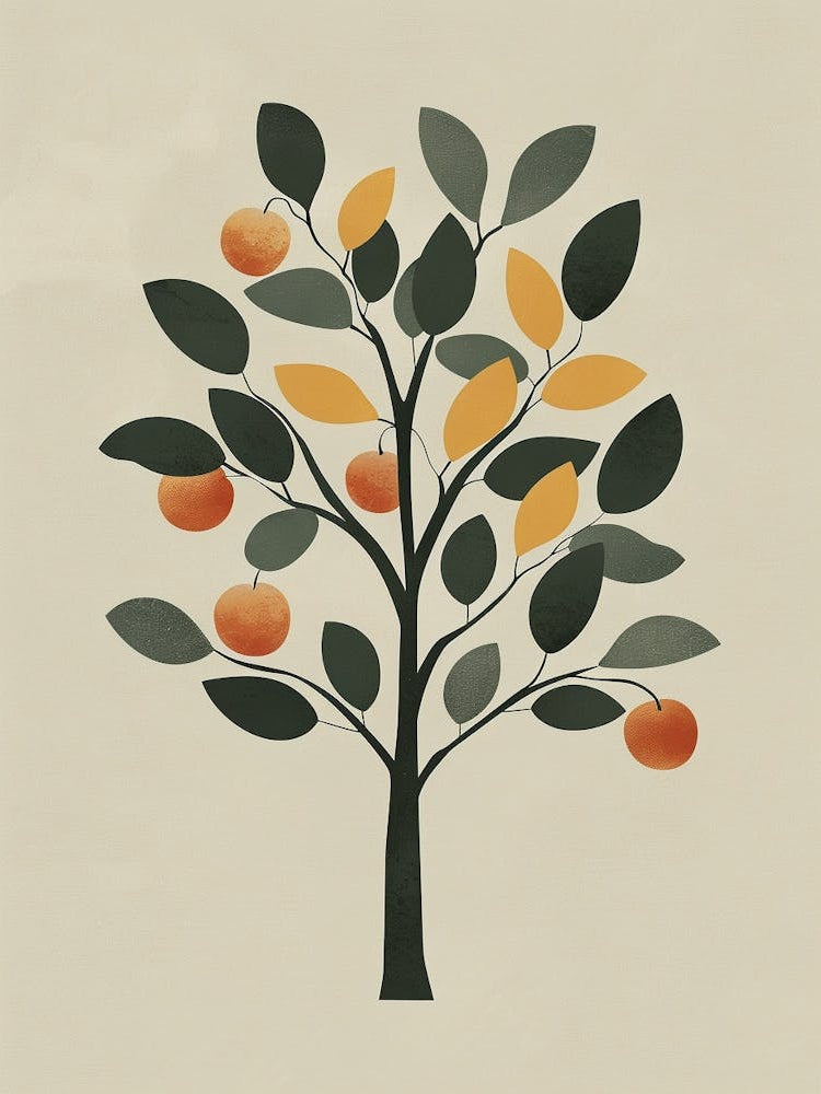 Apple Tree Minimal Japandi Illustration 4