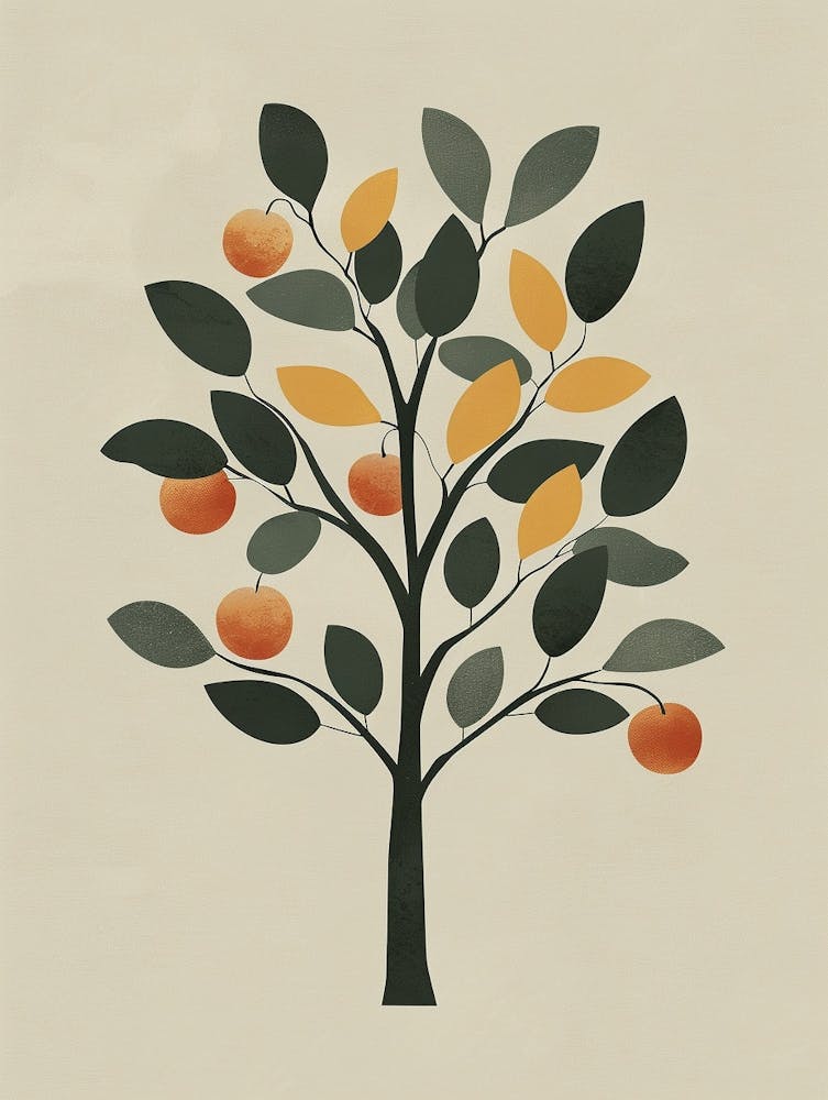 Apple Tree Minimal Japandi Illustration 4