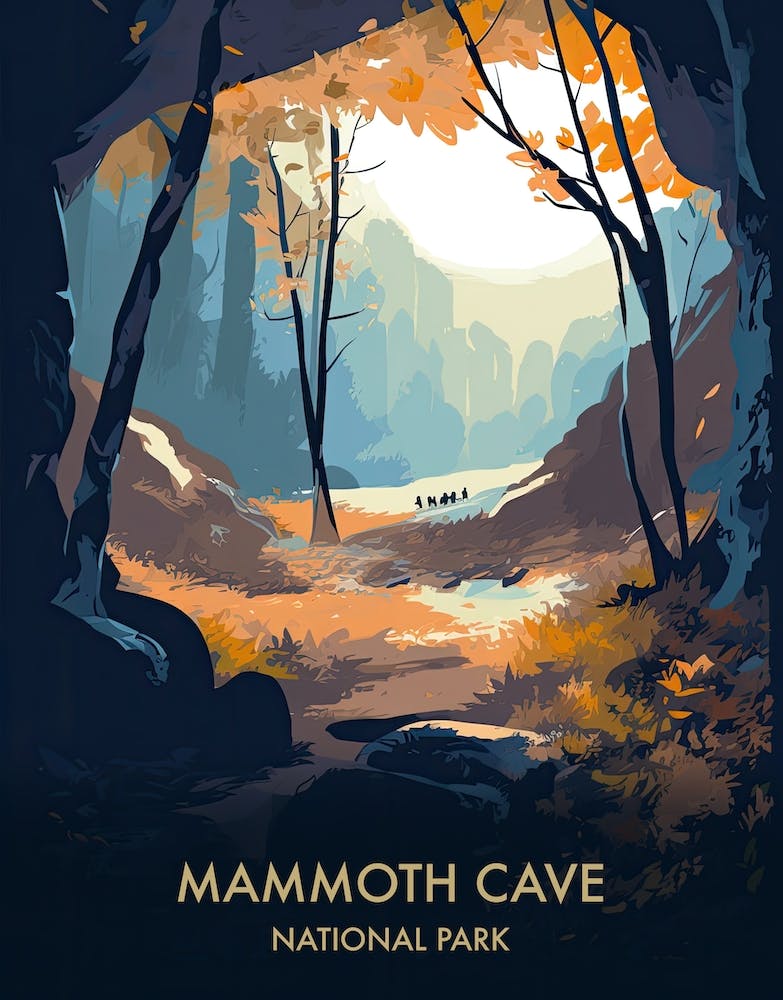 Mammoth Cave National Park Reiseplakat Illustrationsstil 1