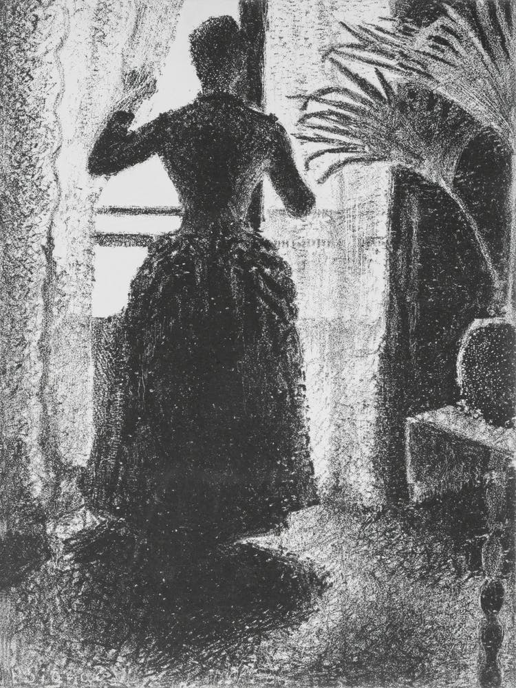 Frau am Fenster Erste Konzeption für das Gemälde Sunday, Paul Signac