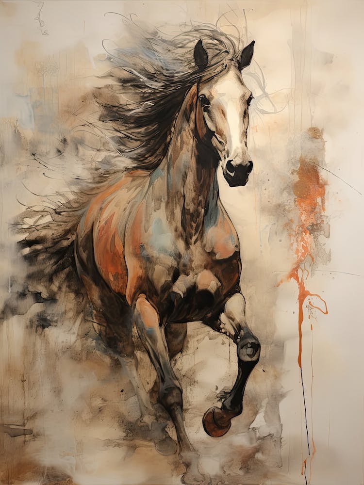 A Horse Painting In The Style Of Mixed Media 1