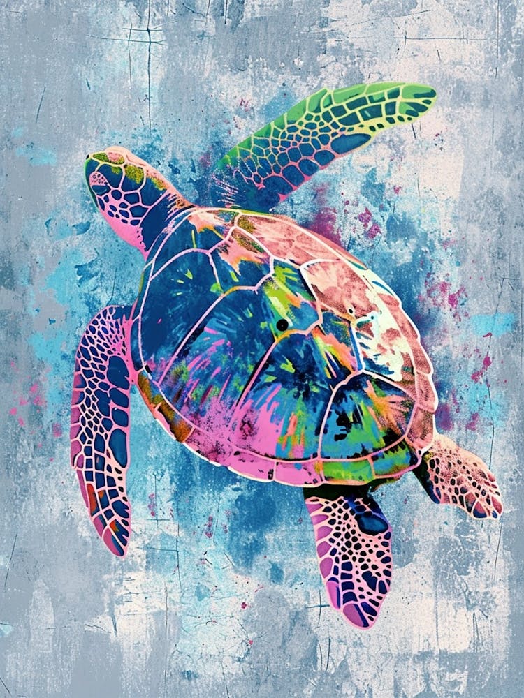 Pink Sea Turtle Exploring The Ocean