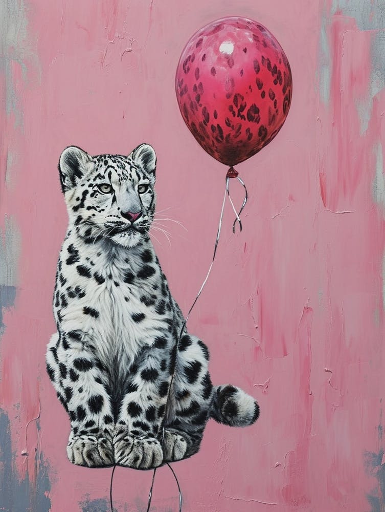Niedlicher Schneeleopard 2 Mit Ballon