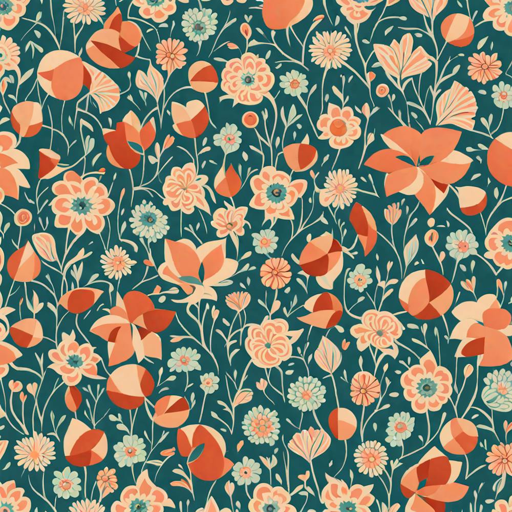 Mid Century inspired modern Seamless floral Pattern, 253