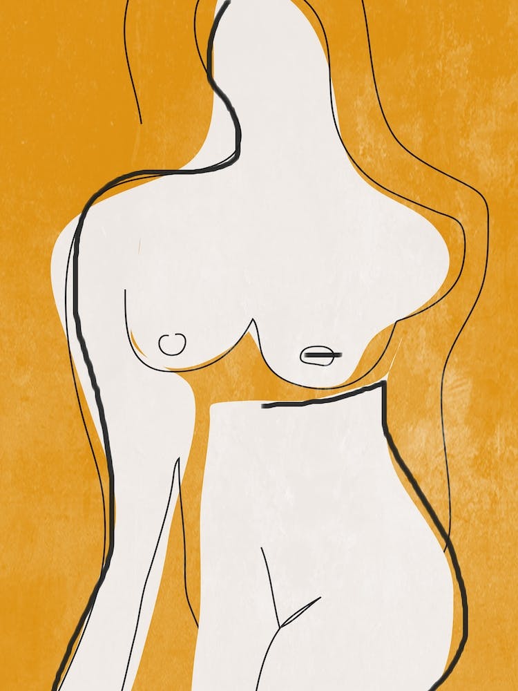 Abstract Yellow Line Nude