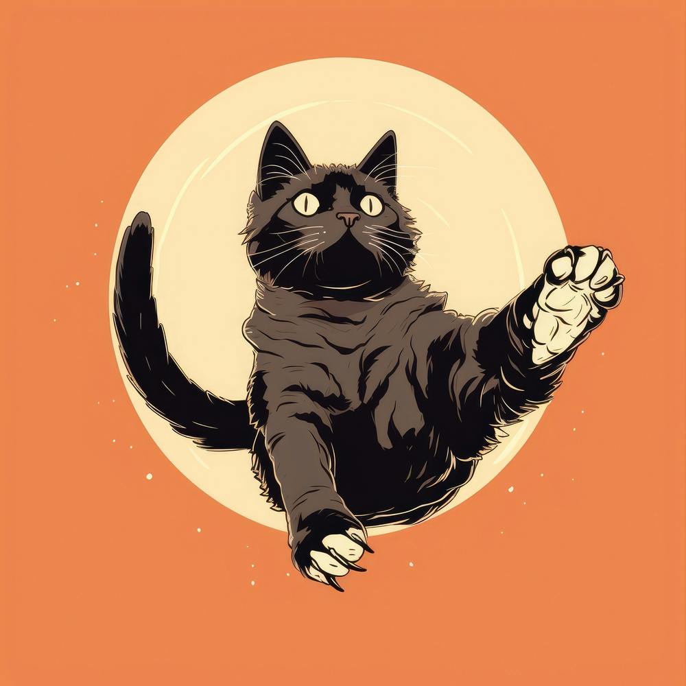 Black Cat Jumping