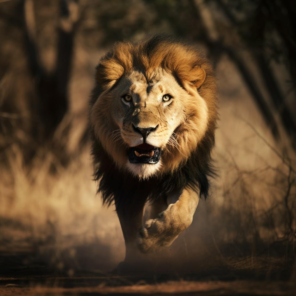 Angry Lion Charging