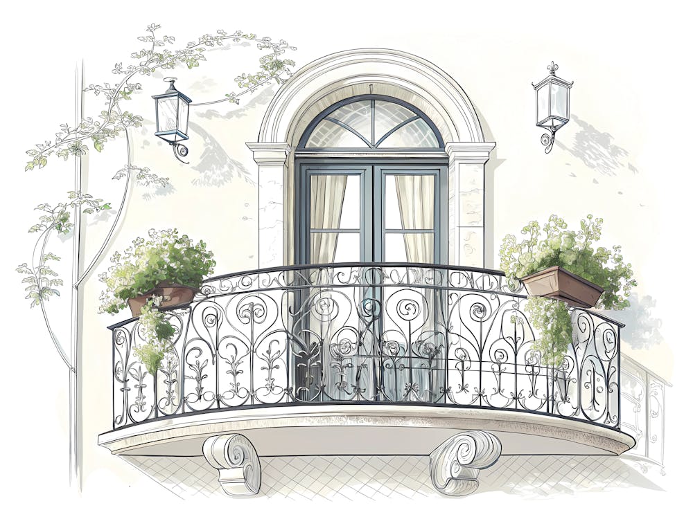 Minimalist Ink Sketch Of Traditional European Ba