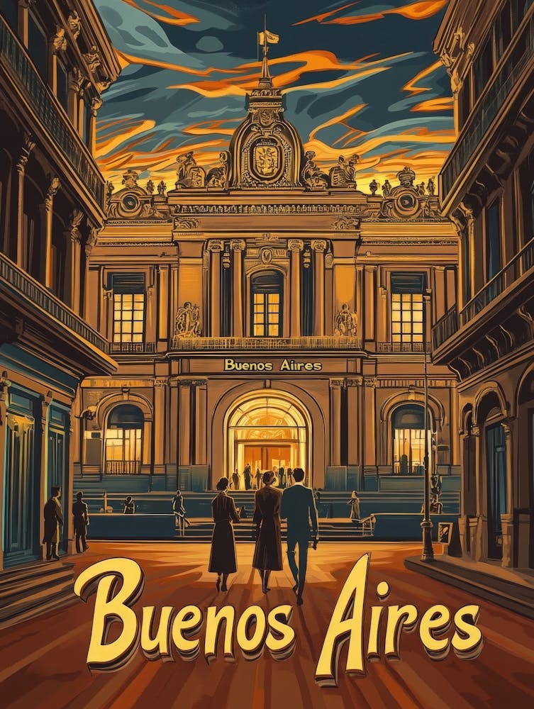 Aihrgdesign A Retro Travel Poster For Buenos Aires Featuring 3