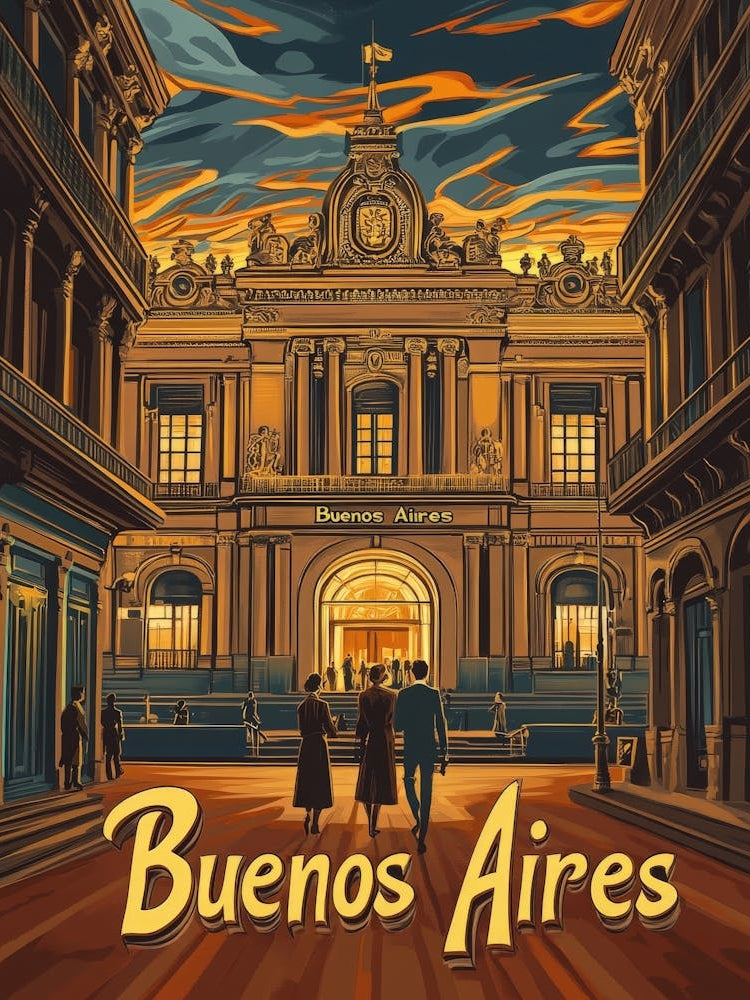 Aihrgdesign A Retro Travel Poster For Buenos Aires Featuring 3
