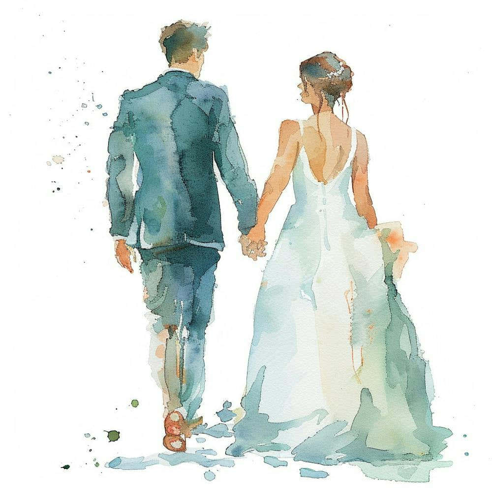 Watercolor Bride And Groom Holding Hands 1718370331 2