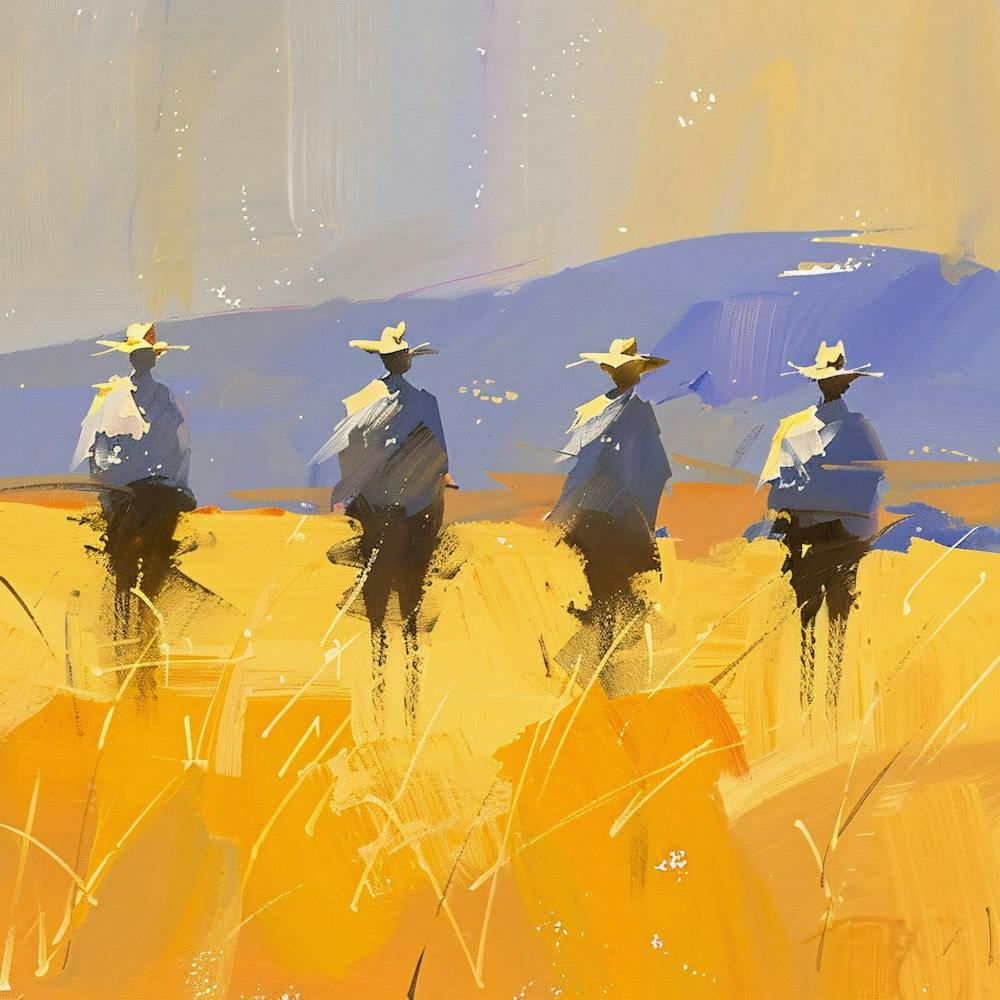 Three Cowboys In The Field