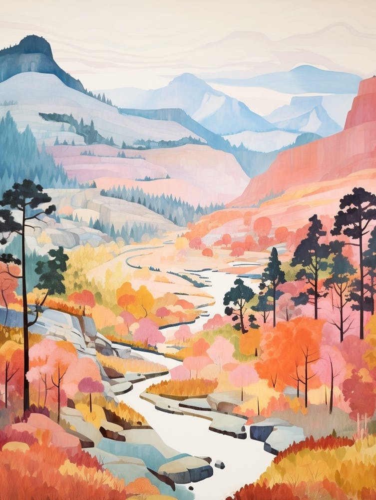 Autumn National Park Painting Yosemite National Park California Usa 4