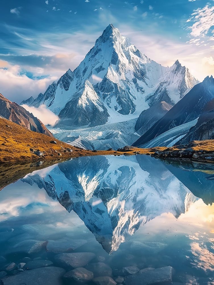 Mountain Peaks Reflected In A Lake