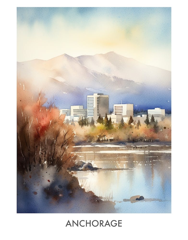 Anchorage Watercolor 3 Travel Poster