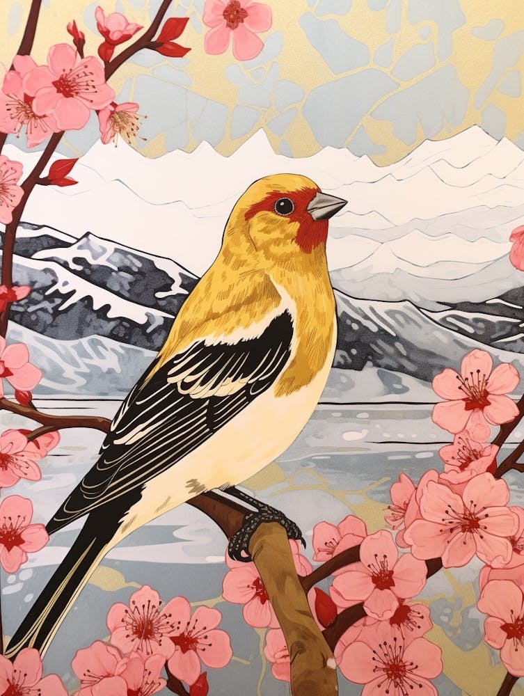 Bird Illustration American Goldfinch 3