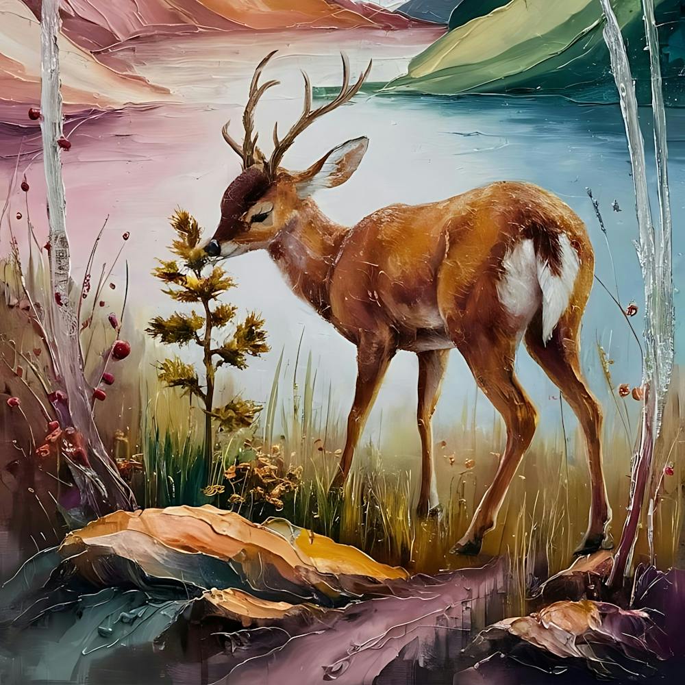 Deer By The Lake